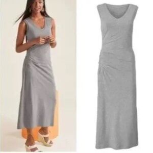 Cabi 5618 Heathered Gray Breeze Dress Maxi Dress Ruched Detail Small